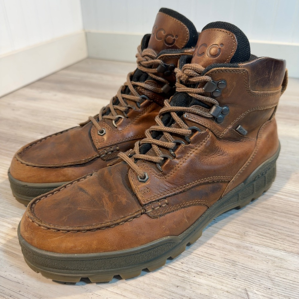 ECCO Track 25 Mens Brown Leather GTX Waterproof Hiking Boots Size 46